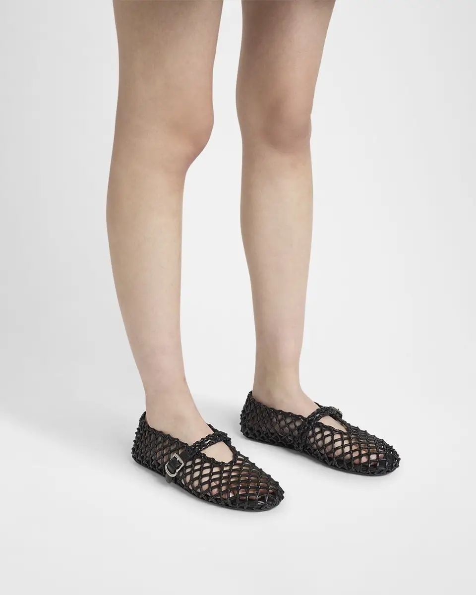 Alaïa Leather Net Mary Jane Ballerina Flats | Thumbnail 2