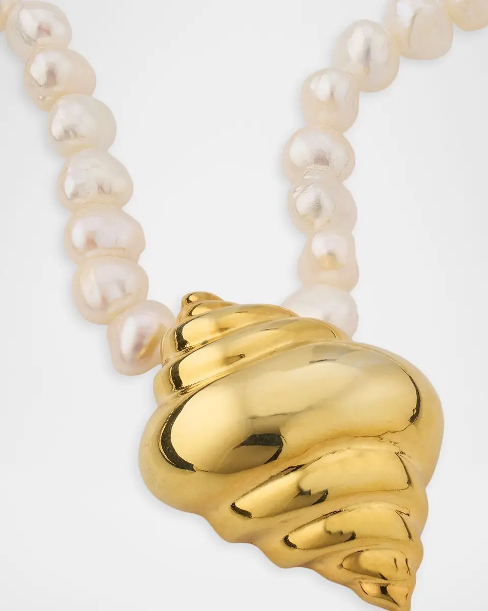 Kenneth Jay Lane Polished Seashell Pendant Necklace | Thumbnail 3