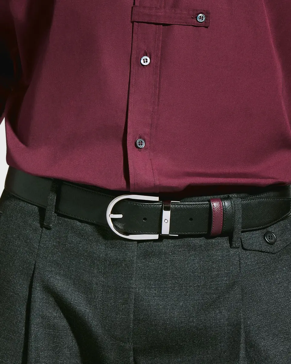 Montblanc Men's Horseshoe-Buckle Reversible Leather Belt | Thumbnail 4 Montblanc Men's Horseshoe-Buckle Reversible Leather Belt | Thumbnail 4