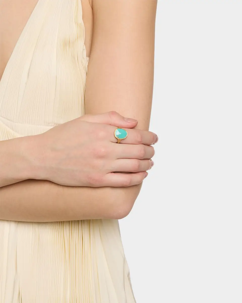 Marco Bicego 18K Lunaria Ring with Turquoise, Size 7 | Thumbnail 2