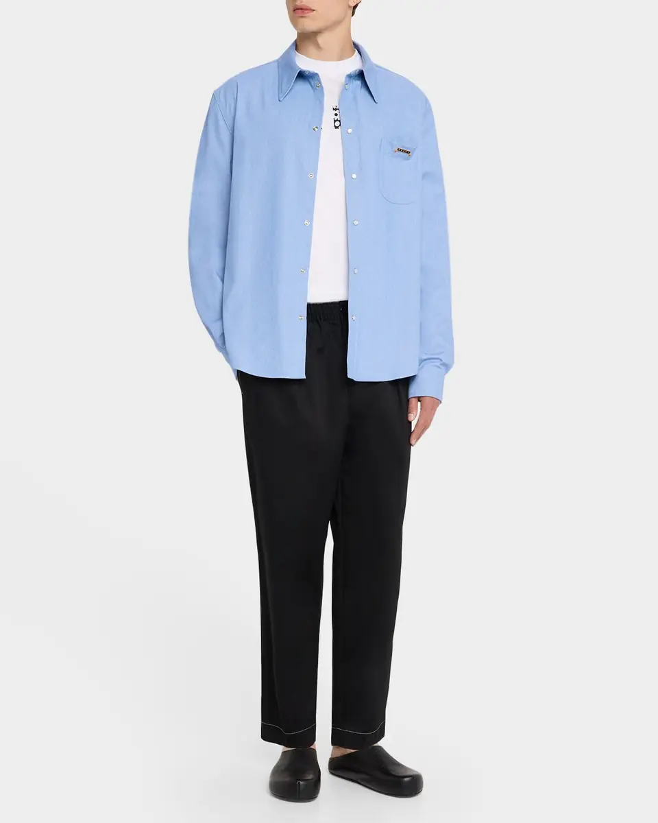 Marni Men's Denim Point Collar Overshirt | Thumbnail 2