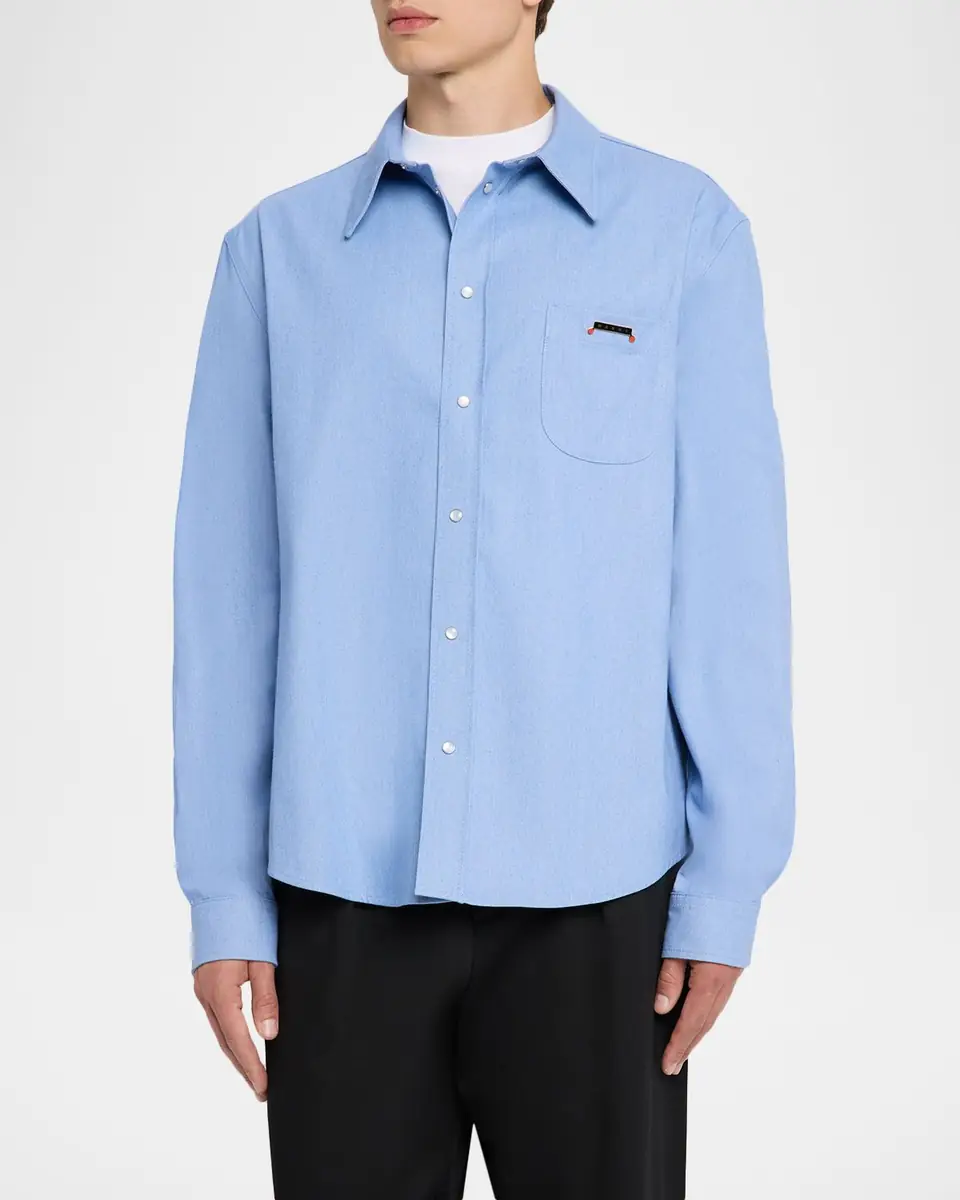 Marni Men's Denim Point Collar Overshirt | Thumbnail 4