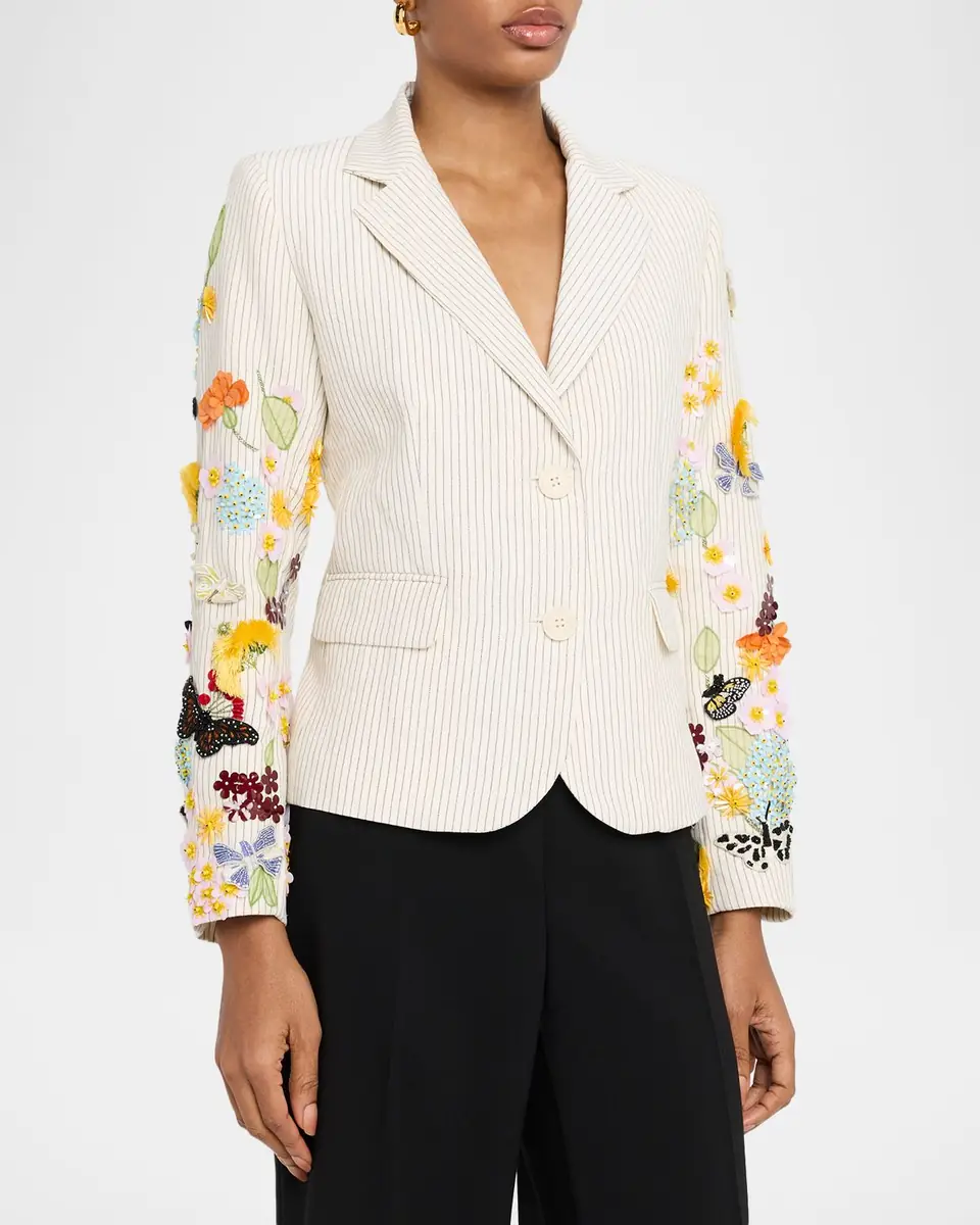 Libertine Butterfly Fields Single-Breasted Striped Short Jacket | Thumbnail 4 Libertine Butterfly Fields Single-Breasted Striped Short Jacket | Thumbnail 4
