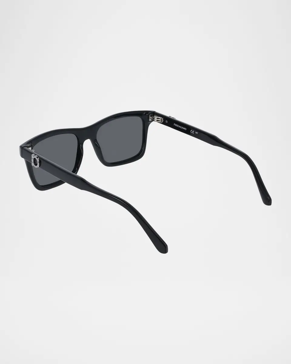 Ferragamo Men's Gancino Acetate Rectangle Sunglasses | Thumbnail 2 Ferragamo Men's Gancino Acetate Rectangle Sunglasses | Thumbnail 2