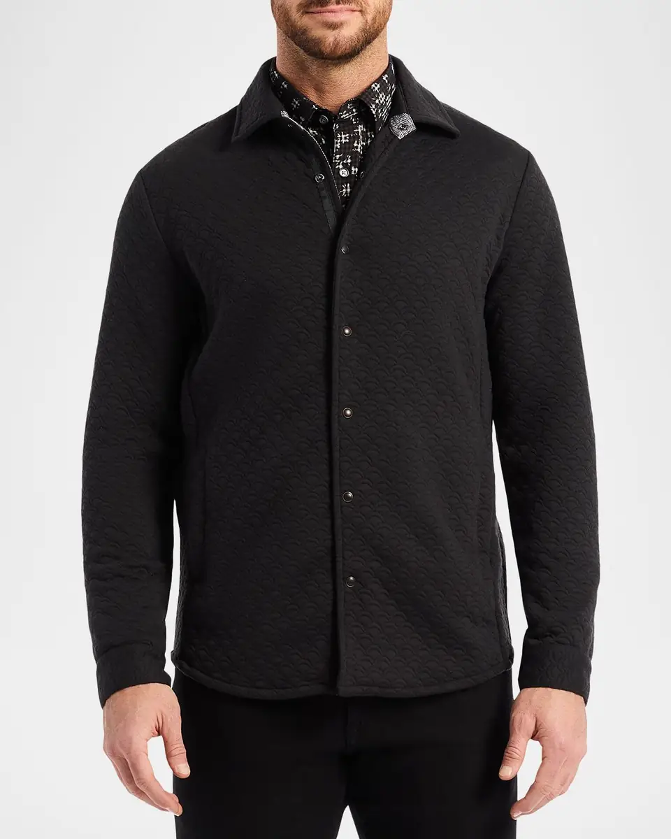 Robert Graham Men's Downey Jacquard Scallop Knit Shirt Jacket | Thumbnail 4 Robert Graham Men's Downey Jacquard Scallop Knit Shirt Jacket | Thumbnail 4