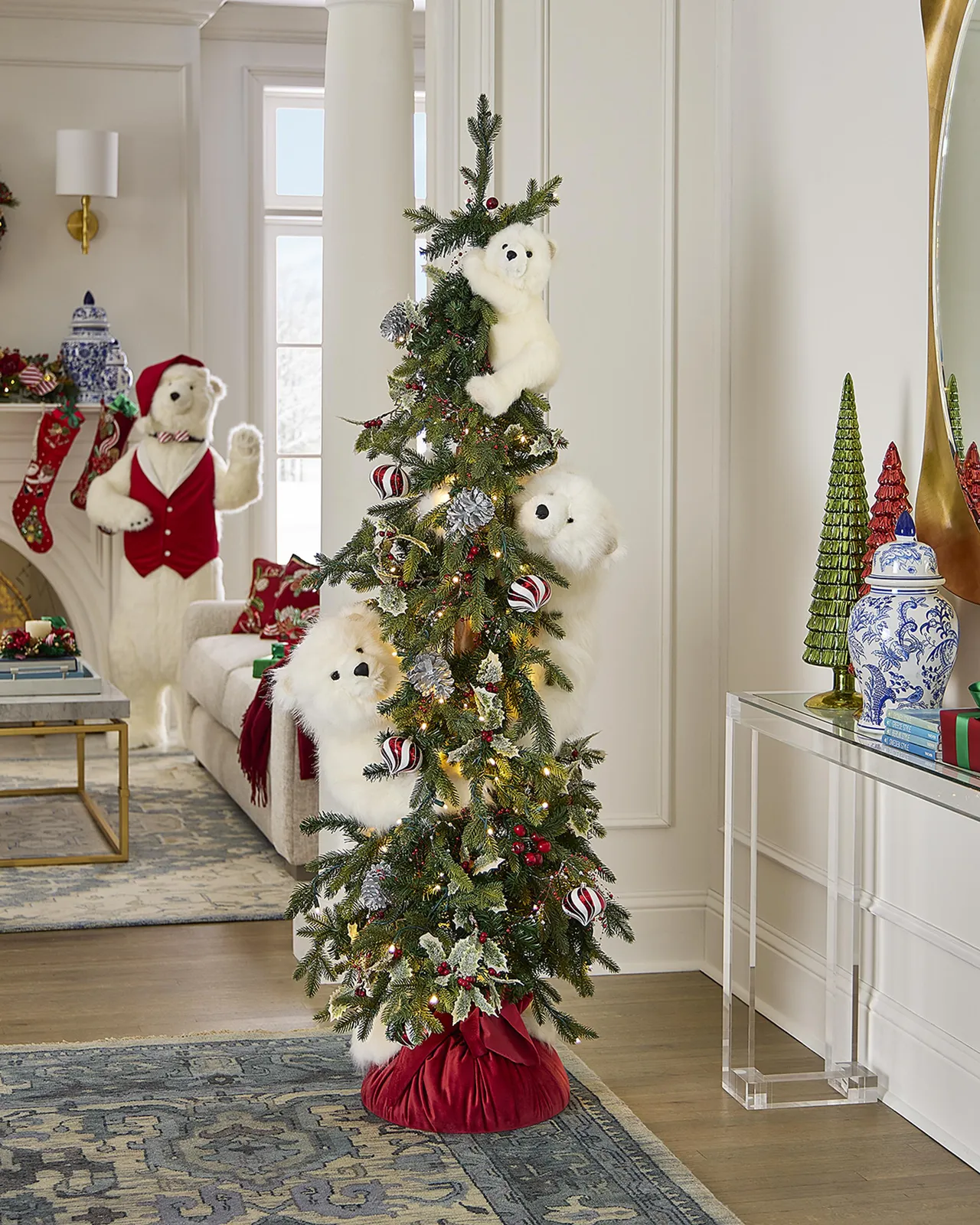 Ditz Designs Peppermint Cheer White Trio Tree, 72"
