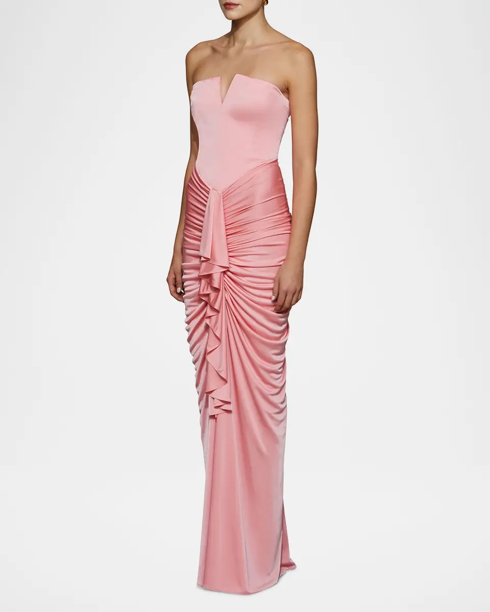 Et Ochs Selena Strapless Draped Glossy Jersey Gown | Thumbnail 3 Et Ochs Selena Strapless Draped Glossy Jersey Gown | Thumbnail 3