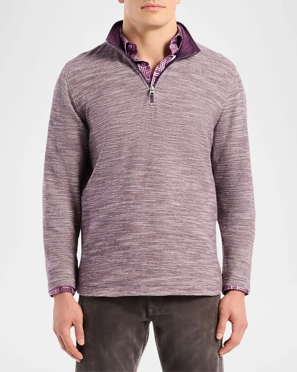 Robert Graham Men's Heathered Knit Quarter-Zip Sweater | Thumbnail 4 Robert Graham Men's Heathered Knit Quarter-Zip Sweater | Thumbnail 4