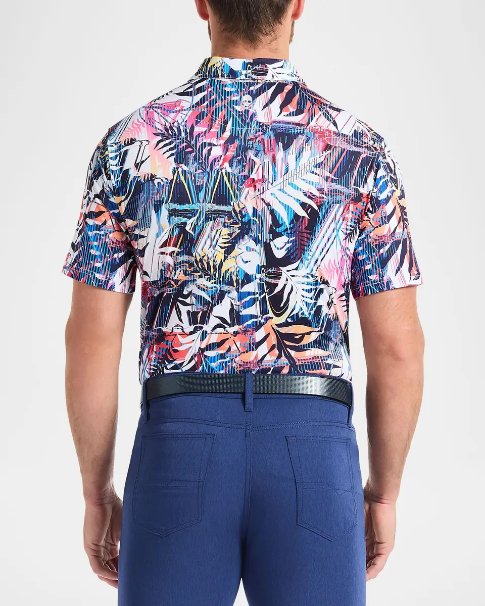 Robert Graham Men's Palm Dreams Multicolor Stretch Knit Polo Shirt | Thumbnail 3