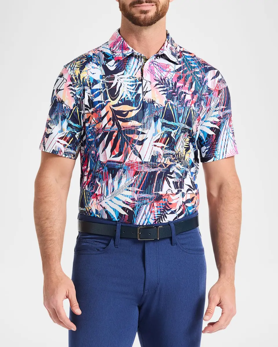 Robert Graham Men's Palm Dreams Multicolor Stretch Knit Polo Shirt | Thumbnail 4