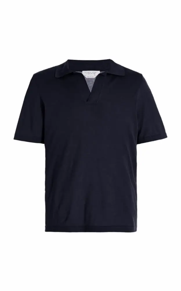 Gabriela Hearst Stendhal Knit Short Sleeve Polo in Dark Navy Cashmere | Image 1 Gabriela Hearst Stendhal Knit Short Sleeve Polo in Dark Navy Cashmere | Image 1