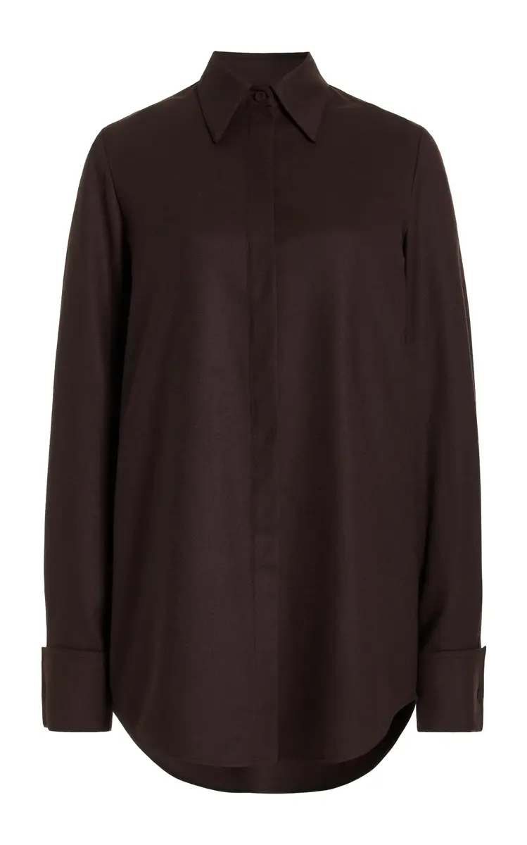 Gabriela Hearst Etlin Shirt in Chocolate Superfine Wool | Image 1 Gabriela Hearst Etlin Shirt in Chocolate Superfine Wool | Image 1