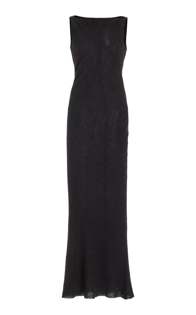 GABRIELA HEARST Seren Dress in Black Silk Cashgora Boucle Gauze | Image 1 GABRIELA HEARST Seren Dress in Black Silk Cashgora Boucle Gauze | Image 1