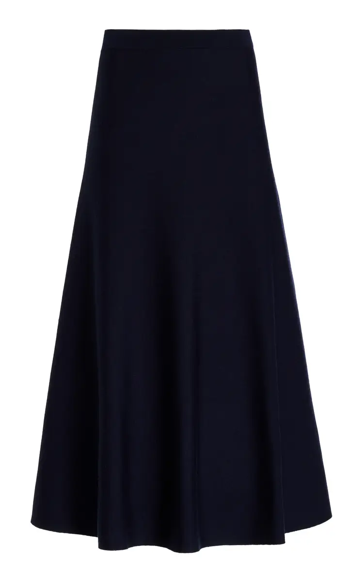 Gabriela Hearst Freddie Knit Midi Skirt in Dark Navy Merino Wool Cashmere