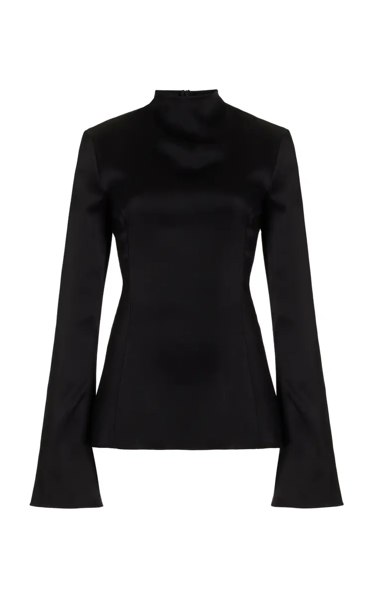 GABRIELA HEARST Delwyn Top in Black Silk Satin | Image 1 GABRIELA HEARST Delwyn Top in Black Silk Satin | Image 1