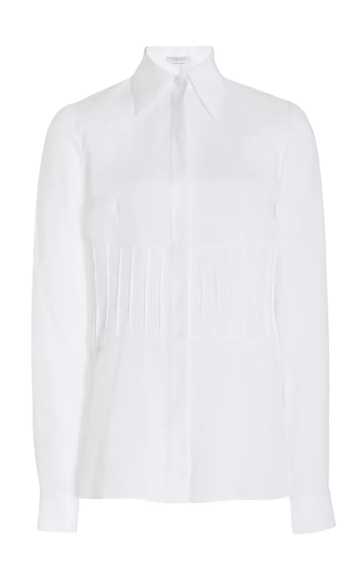 GABRIELA HEARST Duff Top in White Aloe Linen | Image 1 GABRIELA HEARST Duff Top in White Aloe Linen | Image 1