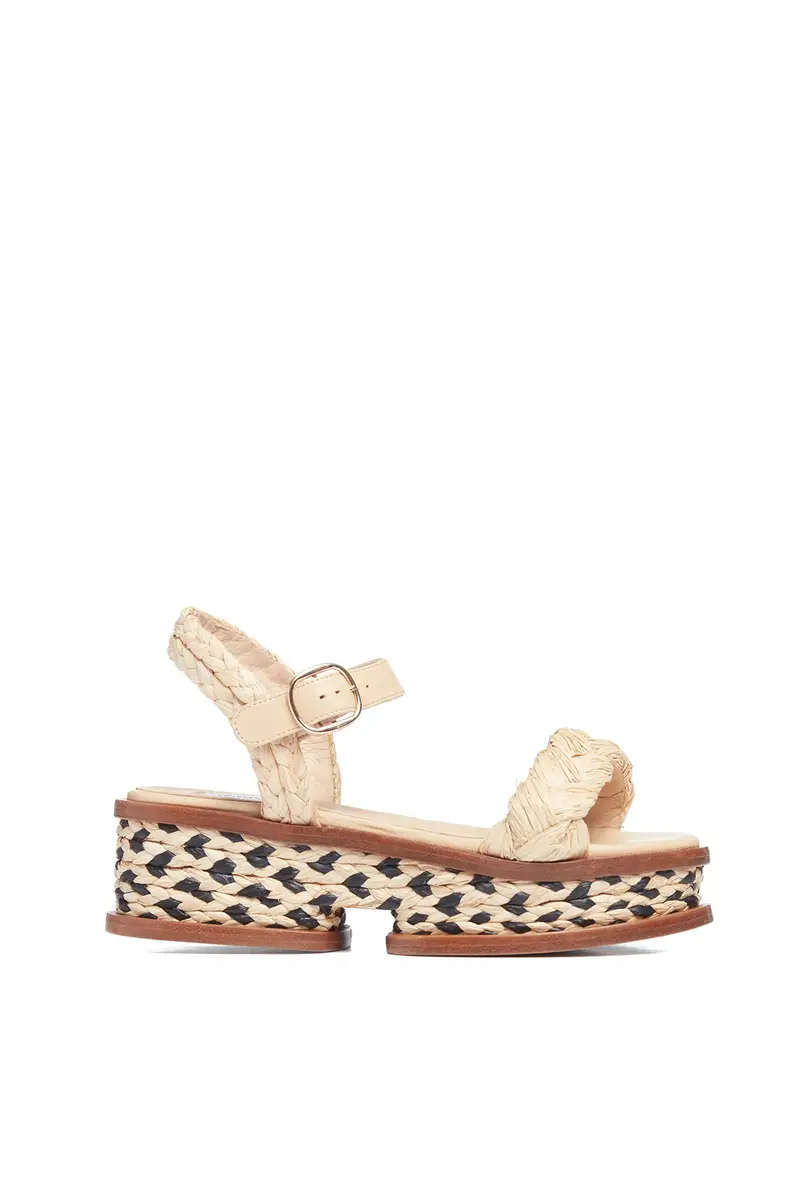 Michael Platform Sandal in Cream Raffia Michael Platform Sandal in Cream Raffia