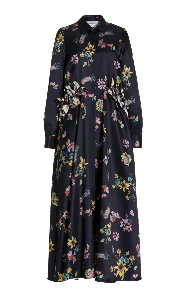 Gabriela Hearst Clive Shirtdress in Dark Navy Multi Printed Silk | Image 1 Gabriela Hearst Clive Shirtdress in Dark Navy Multi Printed Silk | Image 1