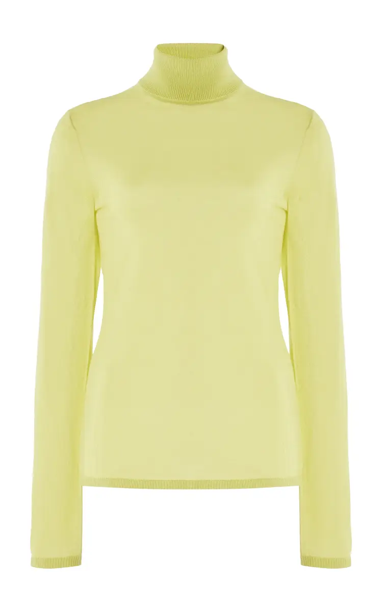 GABRIELA HEARST Costa Knit Turtleneck in Lime Adamite Cashmere Silk | Image 1 GABRIELA HEARST Costa Knit Turtleneck in Lime Adamite Cashmere Silk | Image 1