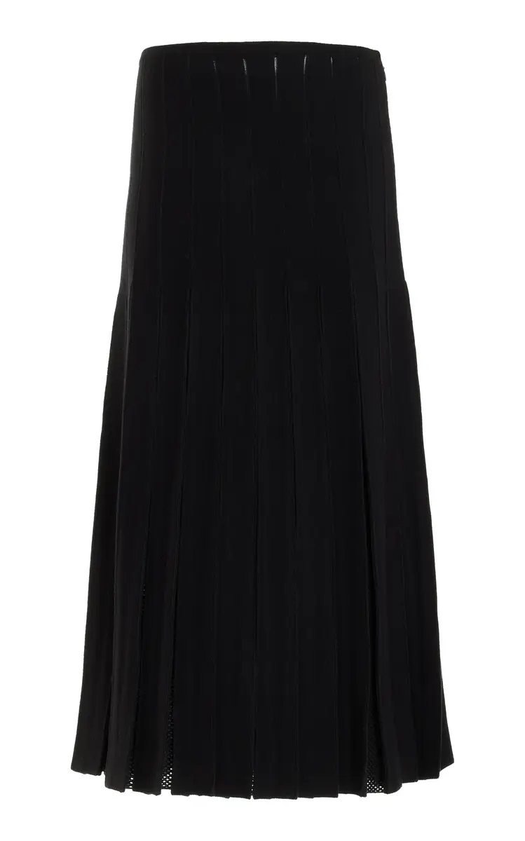 GABRIELA HEARST Del Knit Pleated Skirt in Black Wool | Image 1 GABRIELA HEARST Del Knit Pleated Skirt in Black Wool | Image 1