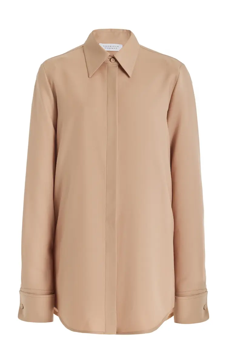 Etlin Shirt in Camel Virgin Wool Twill Etlin Shirt in Camel Virgin Wool Twill