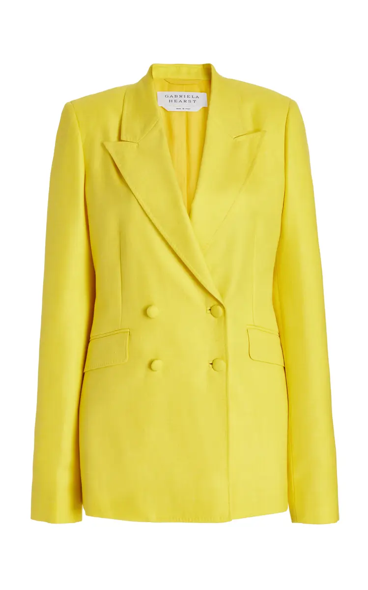 Gabriela Hearst Stephanie Blazer in Cadmium Yellow Virgin Wool and Silk Linen Twill | Image 1 Gabriela Hearst Stephanie Blazer in Cadmium Yellow Virgin Wool and Silk Linen Twill | Image 1
