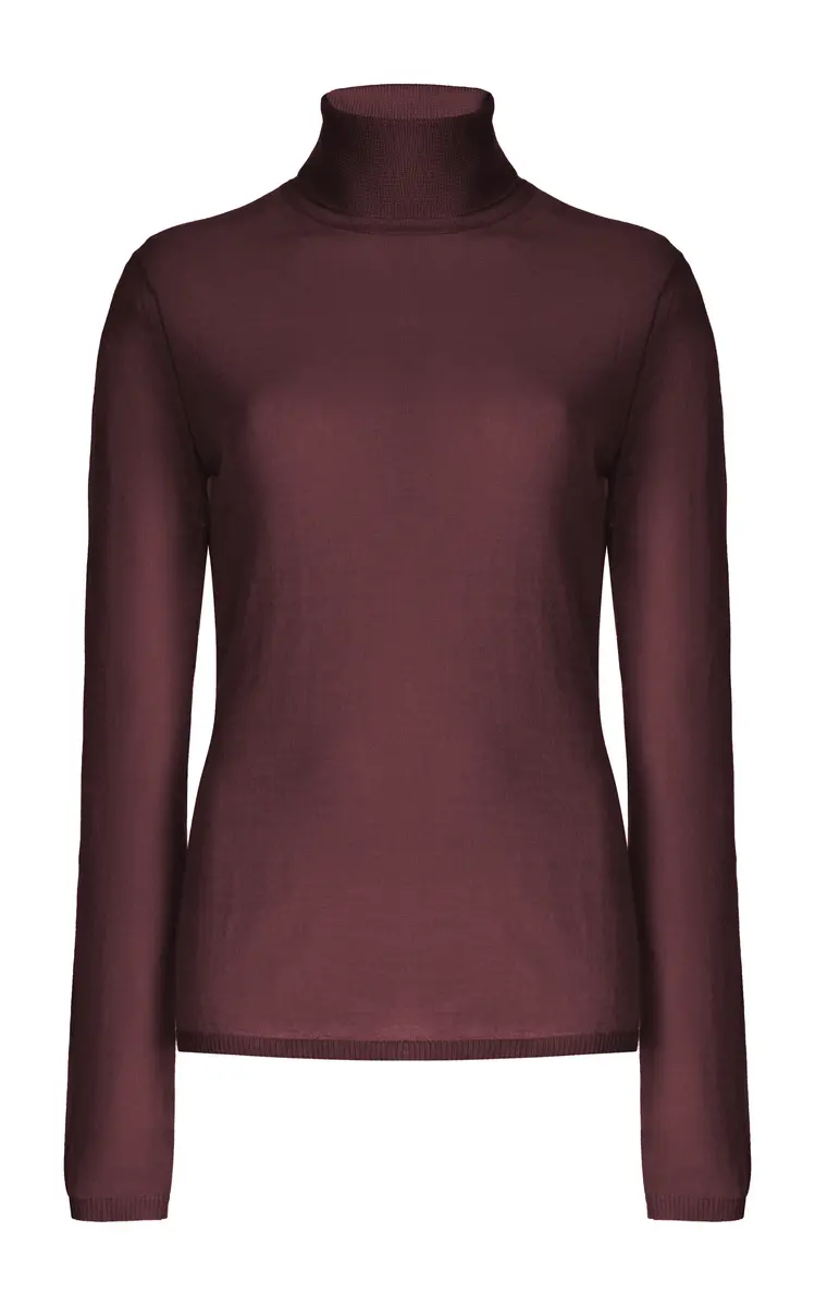Costa Knit Turtleneck in Deep Bordeaux Cashmere Silk Costa Knit Turtleneck in Deep Bordeaux Cashmere Silk