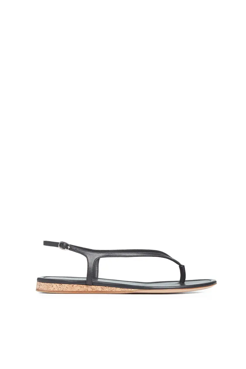 Gabriela Hearst Gia Flat Sandal in Black Leather | Image 1 Gabriela Hearst Gia Flat Sandal in Black Leather | Image 1