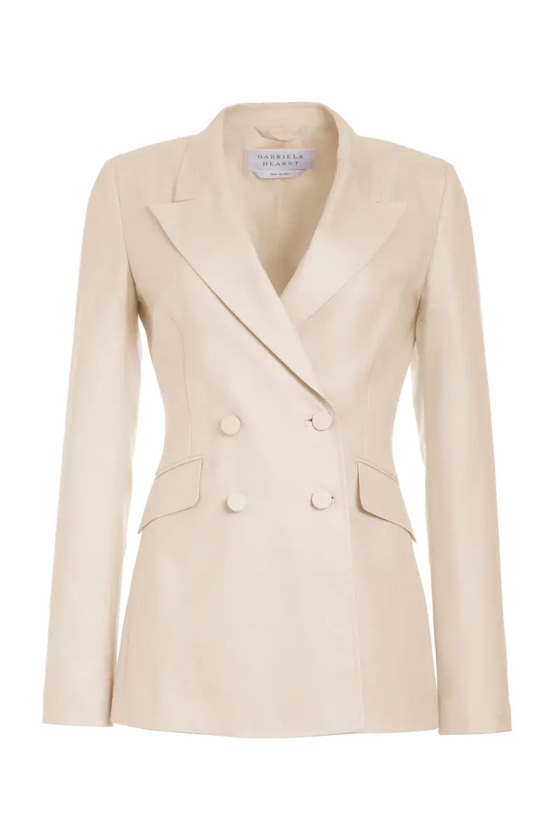 Stephanie Blazer in Oatmeal Virgin Wool and Silk Linen Twill Stephanie Blazer in Oatmeal Virgin Wool and Silk Linen Twill