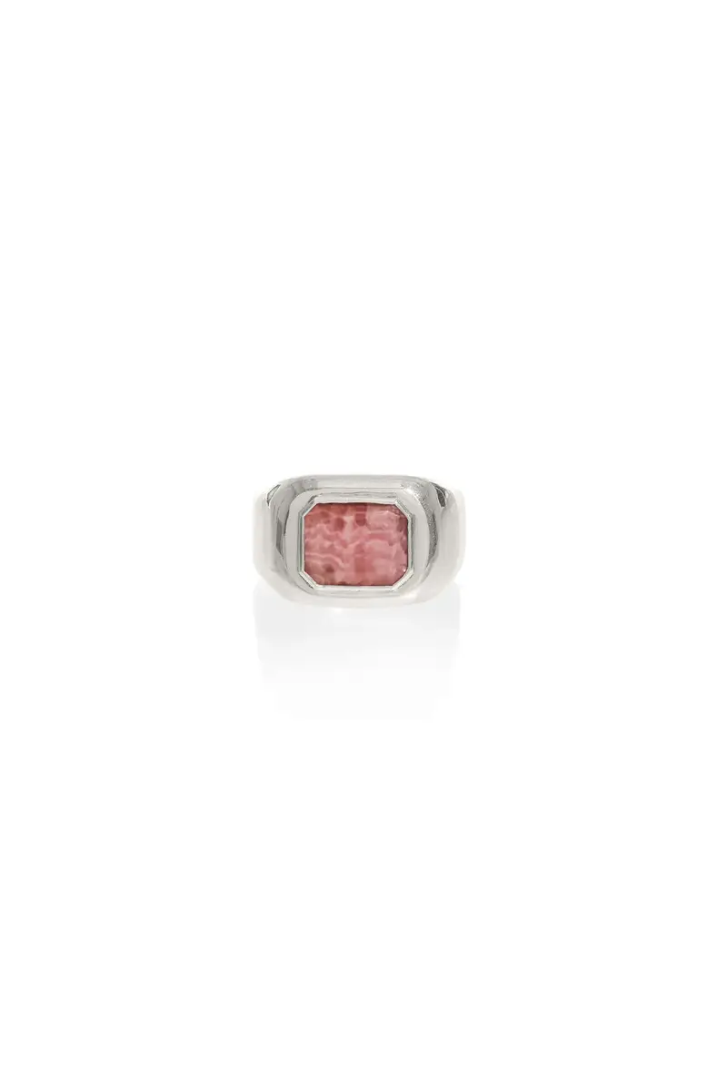 Gabriela Hearst Large Ring in 18k White Gold & Pink Marble Stone | Image 1 Gabriela Hearst Large Ring in 18k White Gold & Pink Marble Stone | Image 1