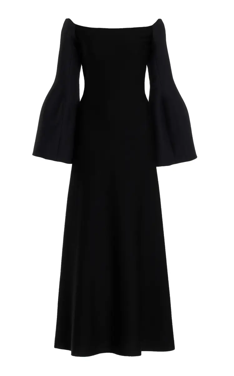 Sinead Dress in Black Wool Silk Cady Sinead Dress in Black Wool Silk Cady