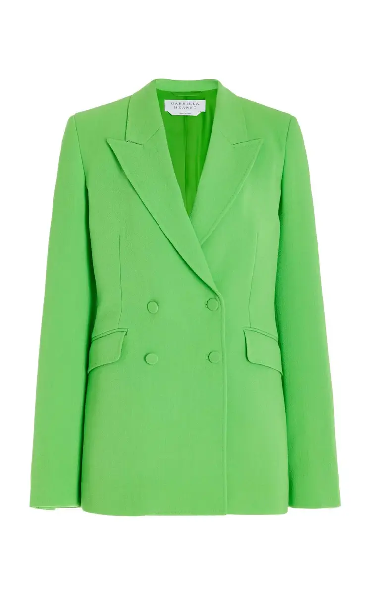 Gabriela Hearst Stephanie Blazer in Fluorescent Green Virgin Wool Crepe | Image 1 Gabriela Hearst Stephanie Blazer in Fluorescent Green Virgin Wool Crepe | Image 1