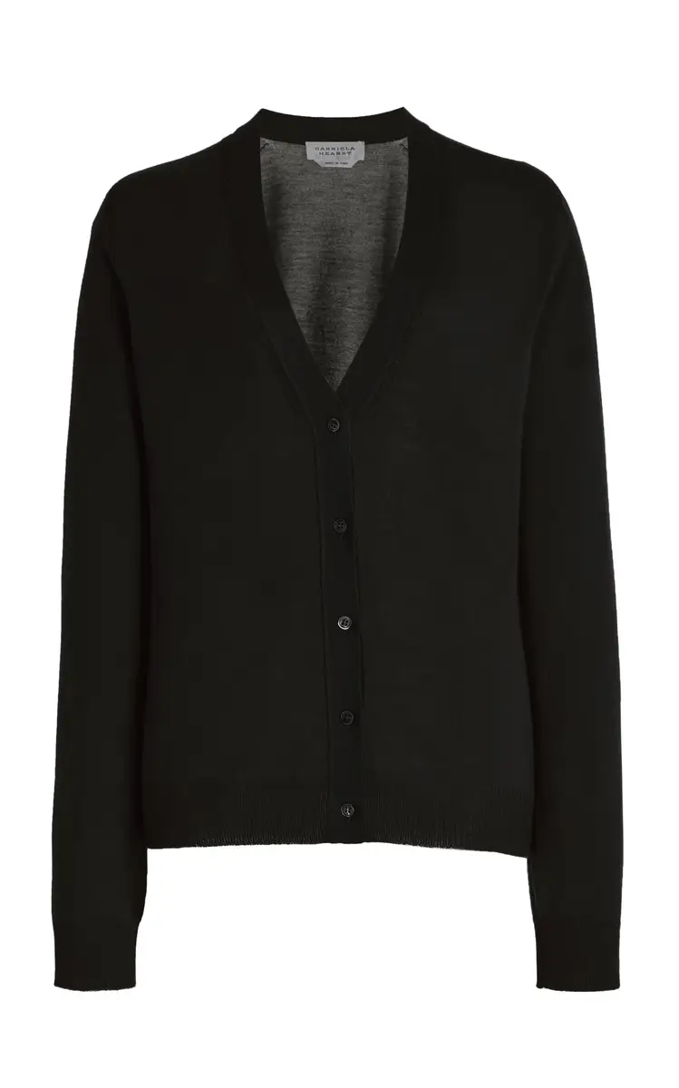 GABRIELA HEARST Tori Knit Cardigan in Black Cashmere Silk | Image 1 GABRIELA HEARST Tori Knit Cardigan in Black Cashmere Silk | Image 1