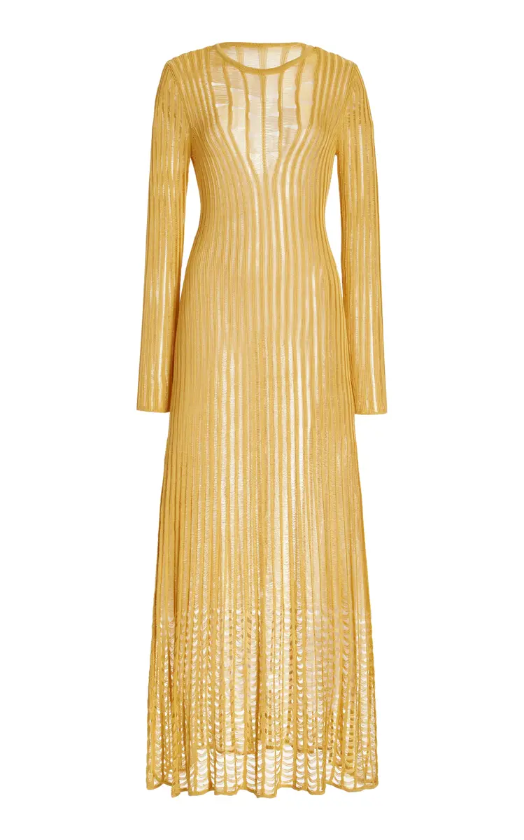 Gabriela Hearst Maia Knit Dress in Gold Shappe Silk | Image 1 Gabriela Hearst Maia Knit Dress in Gold Shappe Silk | Image 1