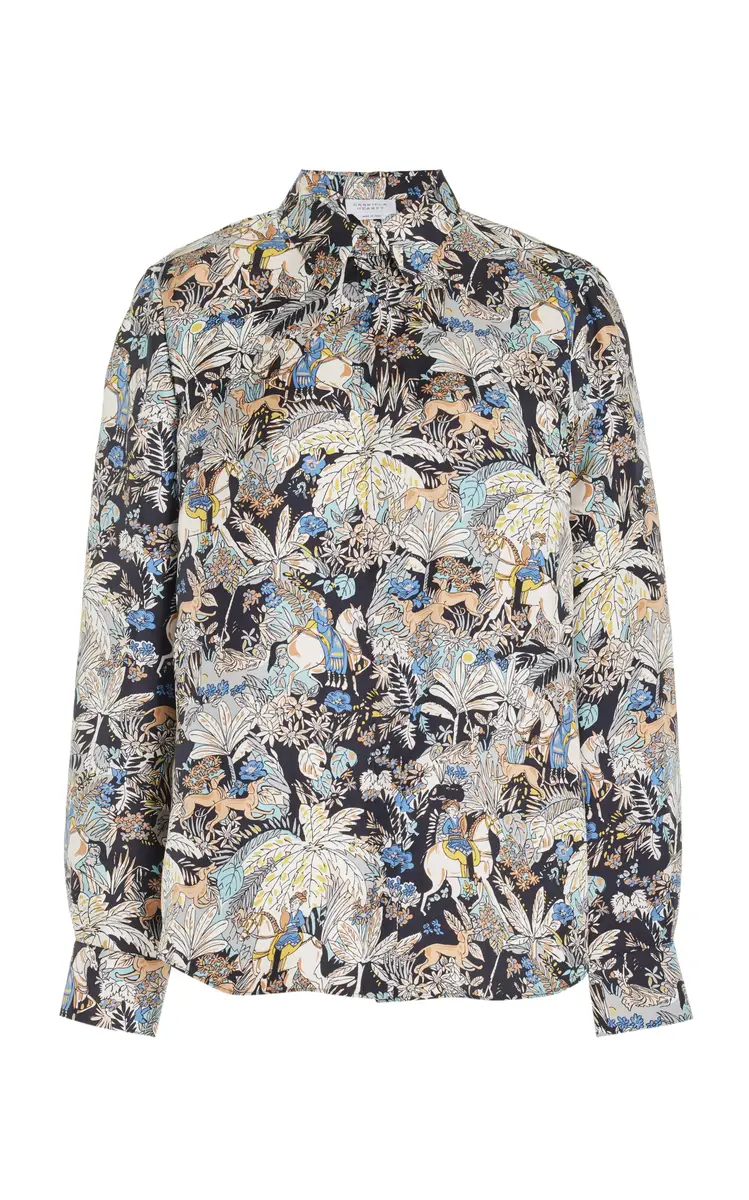 GABRIELA HEARST Henri Blouse in Blue Multi Printed Silk Twill | Image 1 GABRIELA HEARST Henri Blouse in Blue Multi Printed Silk Twill | Image 1