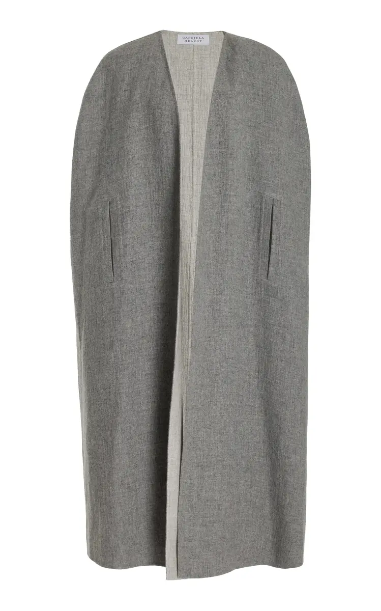 GABRIELA HEARST Lindlow Cape in Light Grey Melange Cashmere Linen | Image 1 GABRIELA HEARST Lindlow Cape in Light Grey Melange Cashmere Linen | Image 1