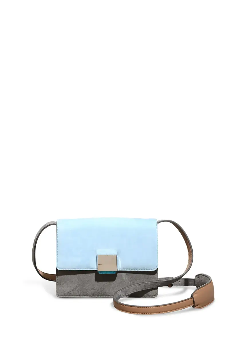 GABRIELA HEARST Mercedes Bag in Grey & Light Blue Suede with Nude Nappa Leather | Image 1 GABRIELA HEARST Mercedes Bag in Grey & Light Blue Suede with Nude Nappa Leather | Image 1
