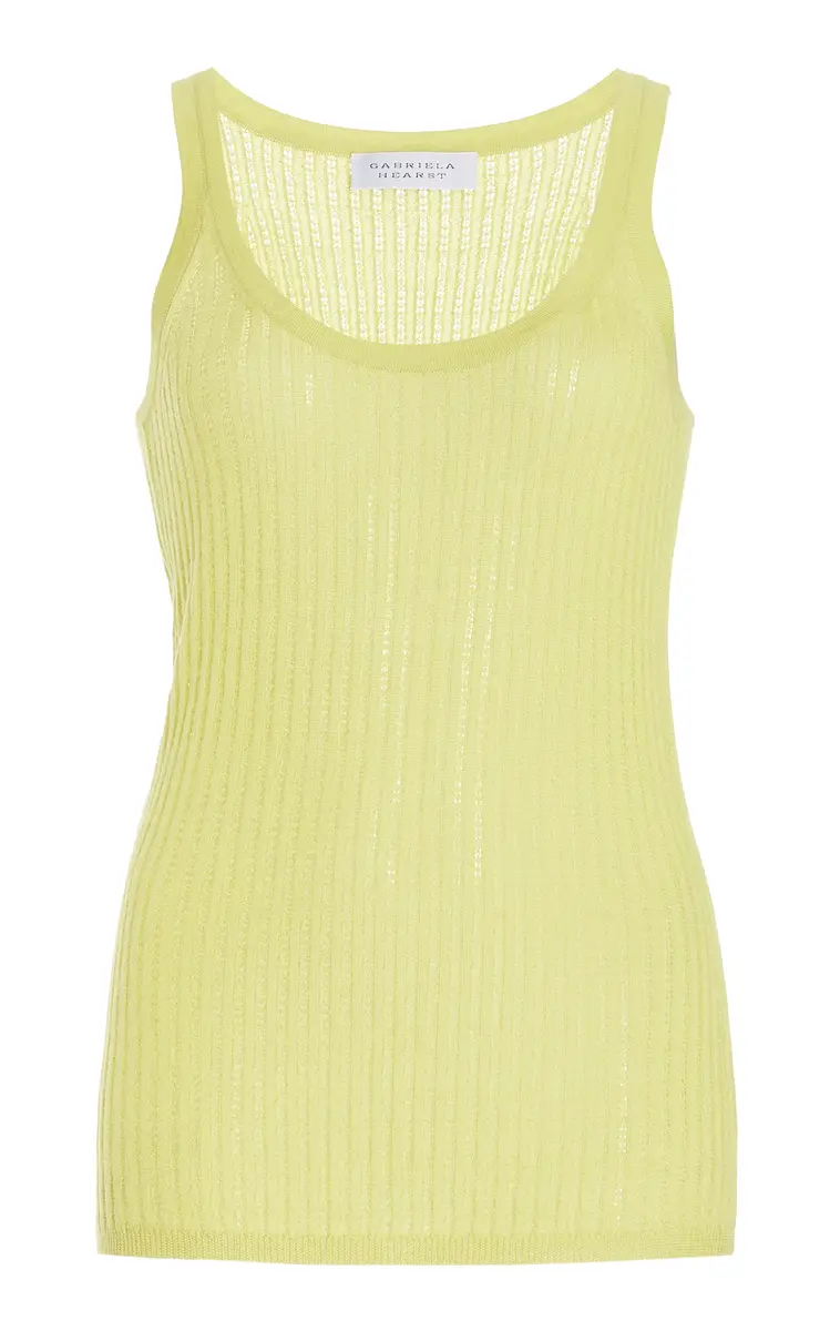 GABRIELA HEARST Nevin Pointelle Knit Tank Top in Lime Adamite Cashmere Silk | Image 1 GABRIELA HEARST Nevin Pointelle Knit Tank Top in Lime Adamite Cashmere Silk | Image 1