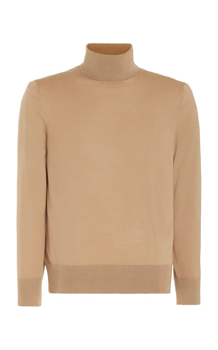 Jermaine Knit Turtleneck in Camel Merino Wool Jermaine Knit Turtleneck in Camel Merino Wool