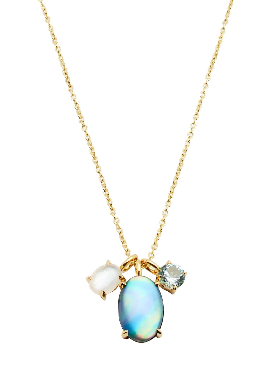 3 Stone Pendant Necklace in 18K Gold 3 Stone Pendant Necklace in 18K Gold