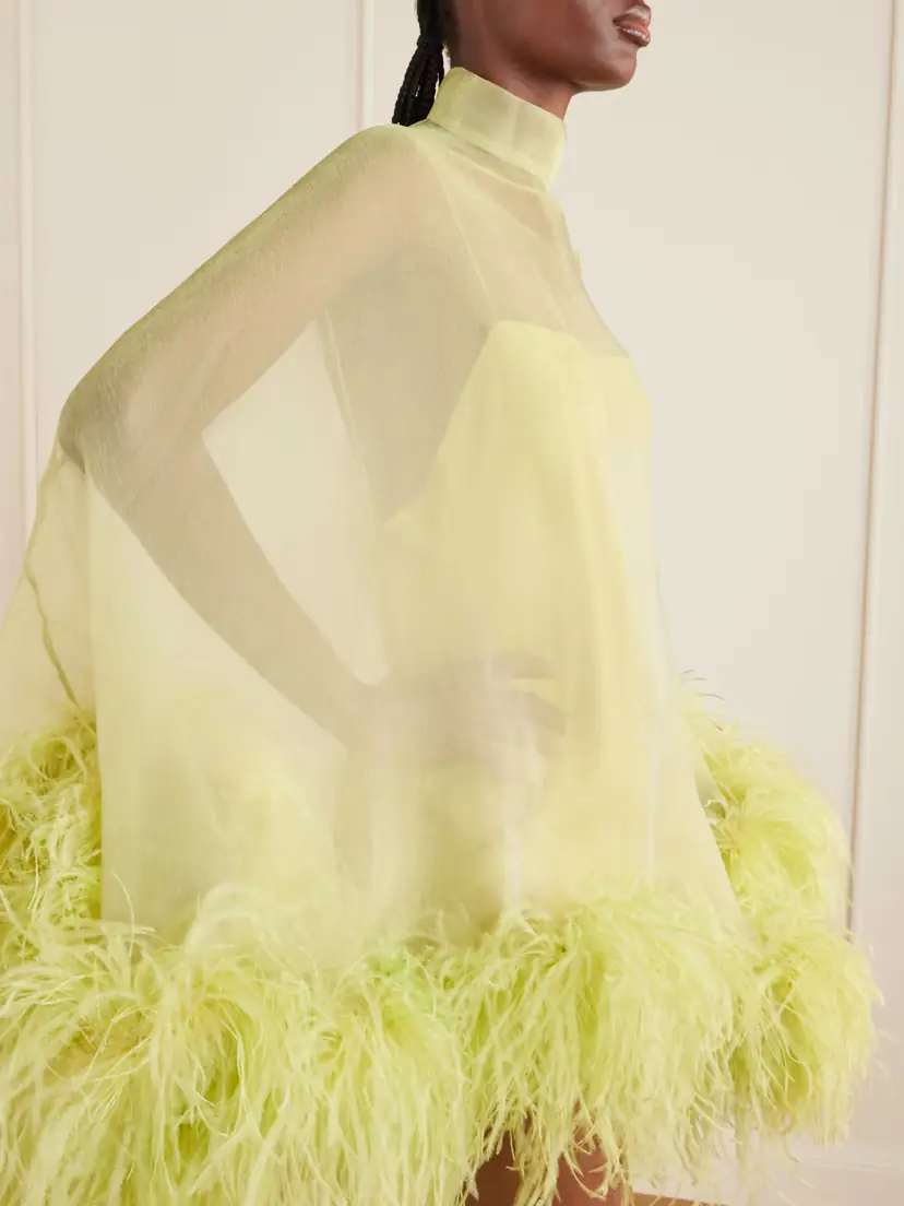 Taller Marmo Daisy Feather-trimmed Crepe Kaftan | Thumbnail 4 Taller Marmo Daisy Feather-trimmed Crepe Kaftan | Thumbnail 4