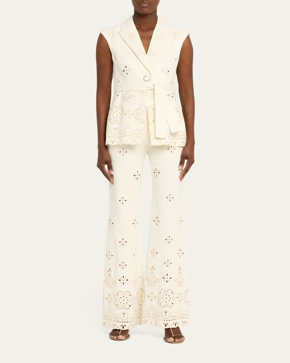 Veronica Beard Townes Eyelet Twill Vest | Thumbnail 2 Veronica Beard Townes Eyelet Twill Vest | Thumbnail 2