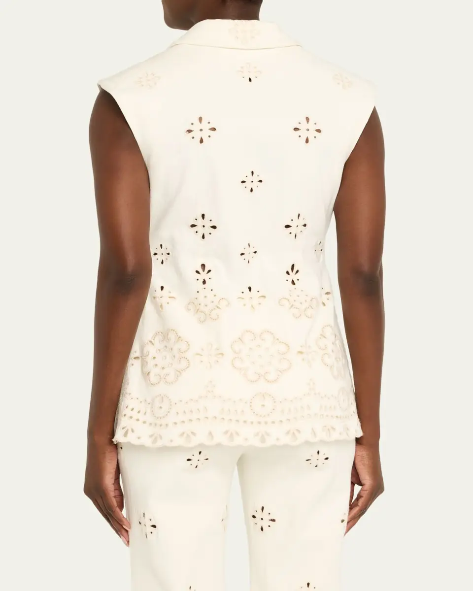 Veronica Beard Townes Eyelet Twill Vest | Thumbnail 3 Veronica Beard Townes Eyelet Twill Vest | Thumbnail 3