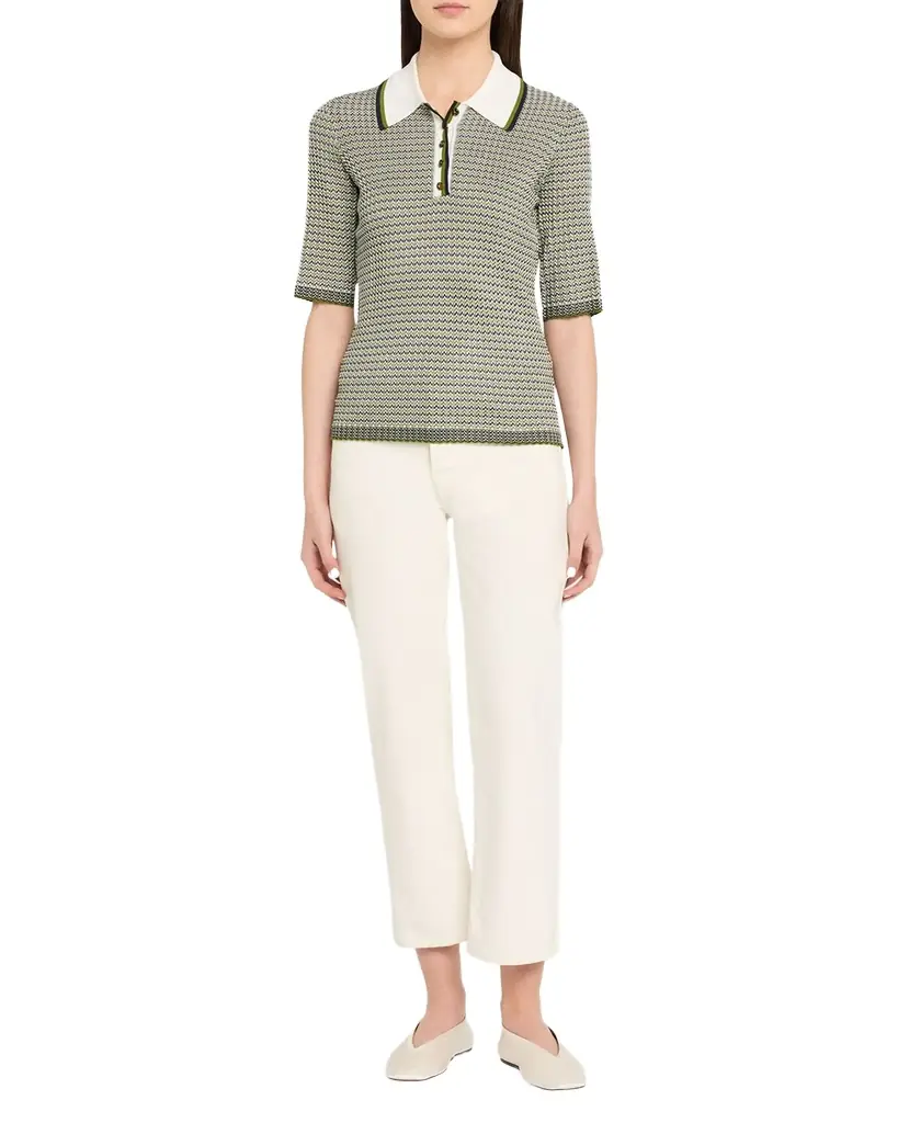 Veronica Beard Soza Compact Knit Polo Top | Image 1 Veronica Beard Soza Compact Knit Polo Top | Image 1
