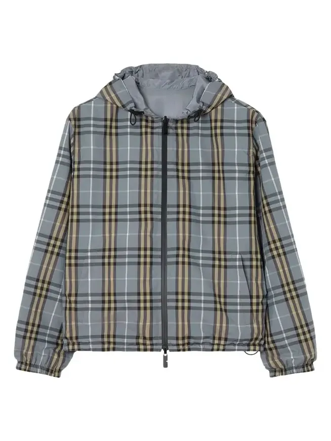Men's Reversible Check Hooded Jacket