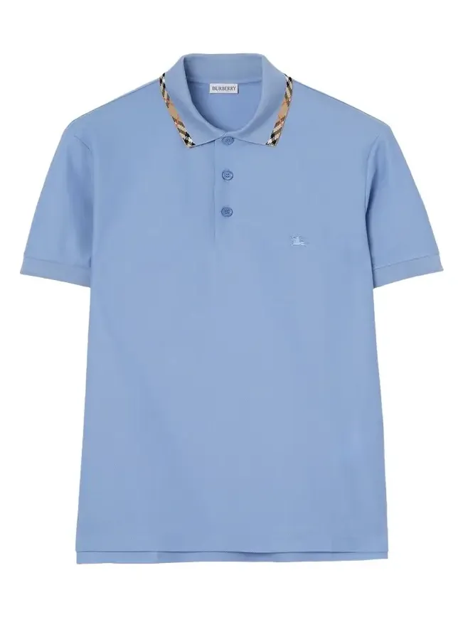 Men's Slim Fit Check-Placket Pique Polo Shirt
