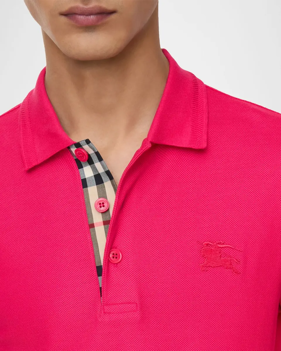 Burberry Men's Check-Placket Cotton Pique Polo Shirt | Thumbnail 5 Burberry Men's Check-Placket Cotton Pique Polo Shirt | Thumbnail 5