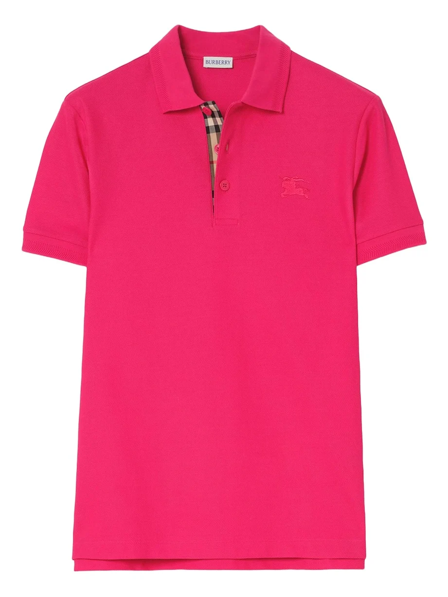 Men's Check-Placket Cotton Pique Polo Shirt