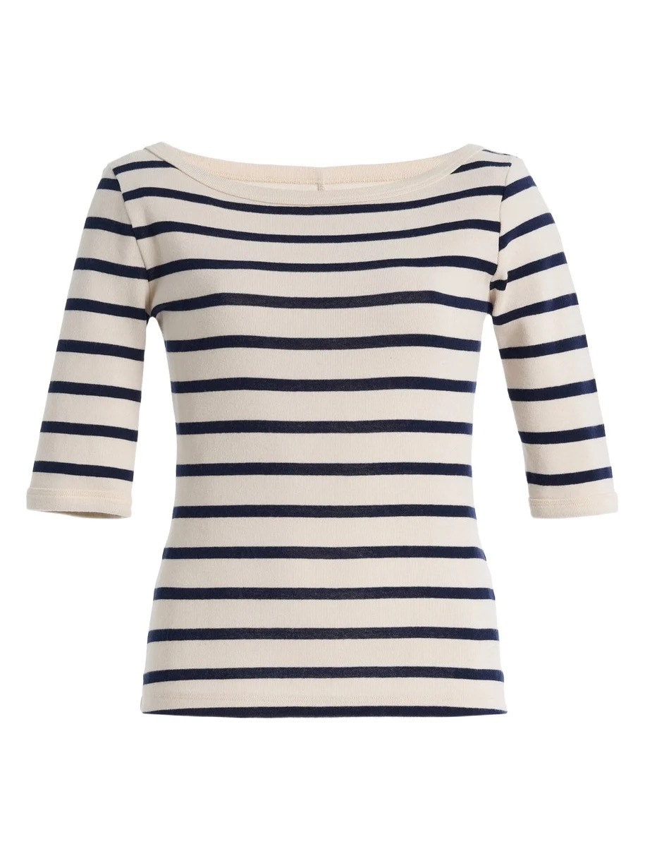 Striped Cotton-Blend Boatneck Slim T-Shirt Striped Cotton-Blend Boatneck Slim T-Shirt