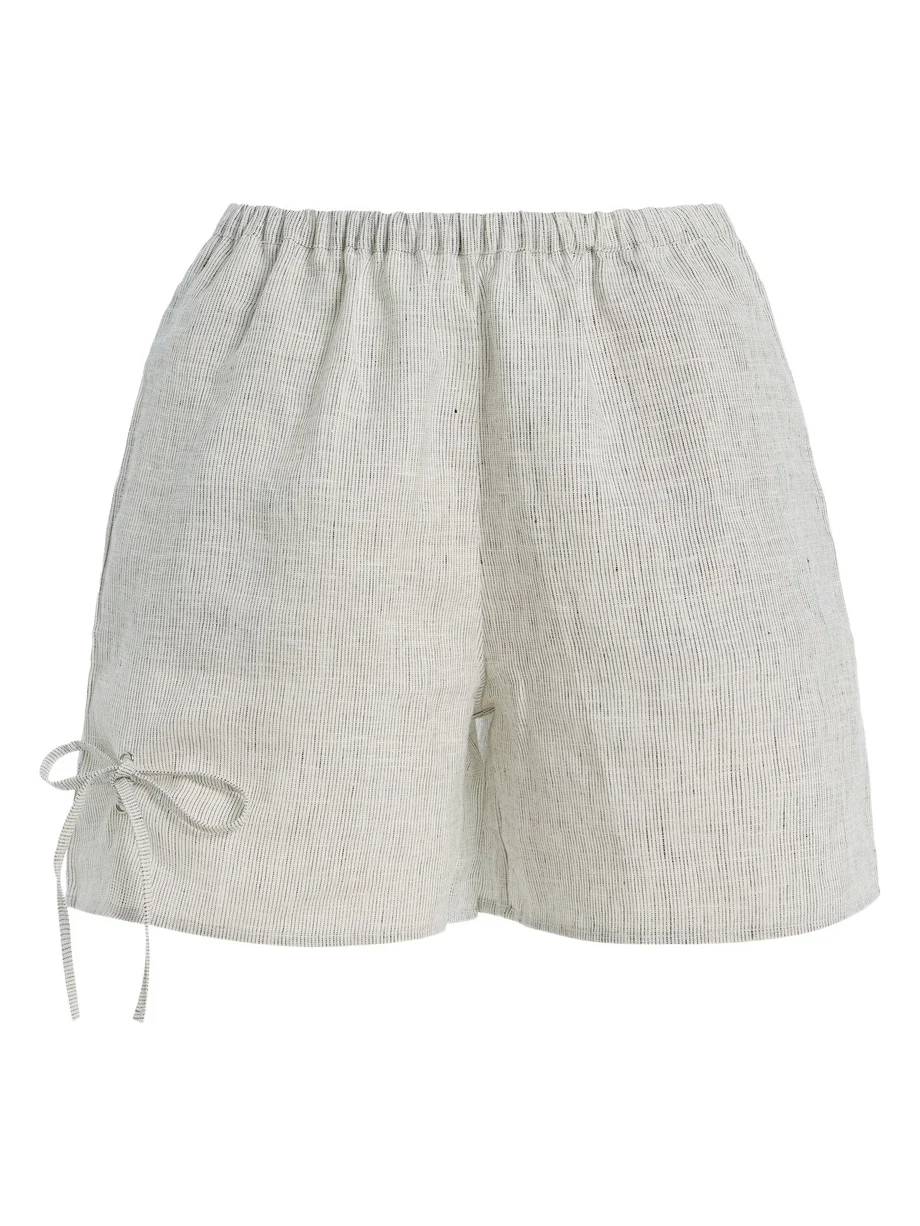 Eyelet Striped Linen Shorts Eyelet Striped Linen Shorts